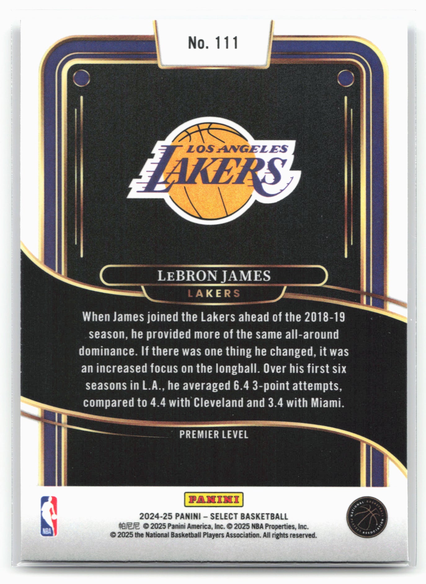 2024-25 Panini Select #111 LeBron James Blue (Retail)