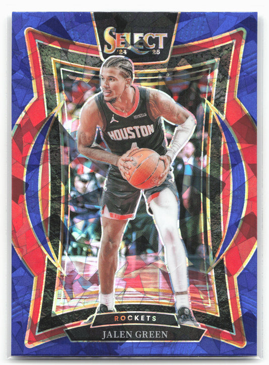 2024-25 Panini Select #47 Jalen Green Blue Cracked Ice Prizm Gray Back