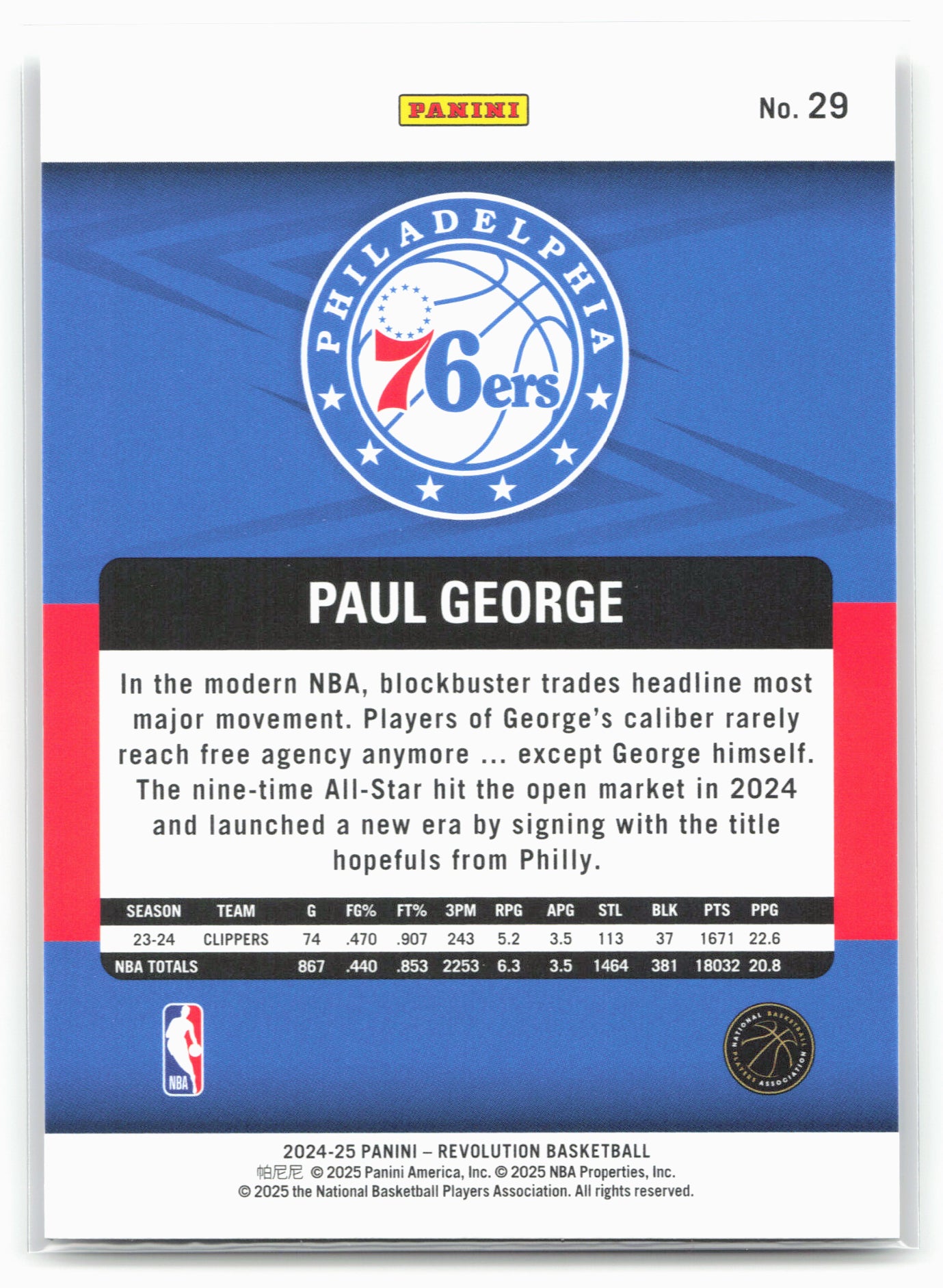 2024-25 Panini Revolution #29 Paul George 19482