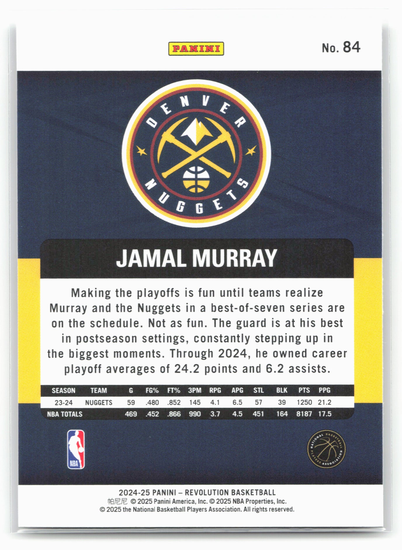 2024-25 Panini Revolution #84 Jamal Murray 19490