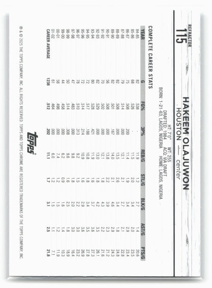 2024-25 Topps Chrome #115 Hakeem Olajuwon Refractor 19506