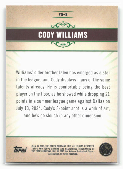 2024-25 Topps Chrome #FS-8 Cody Williams Fresh Start 19513