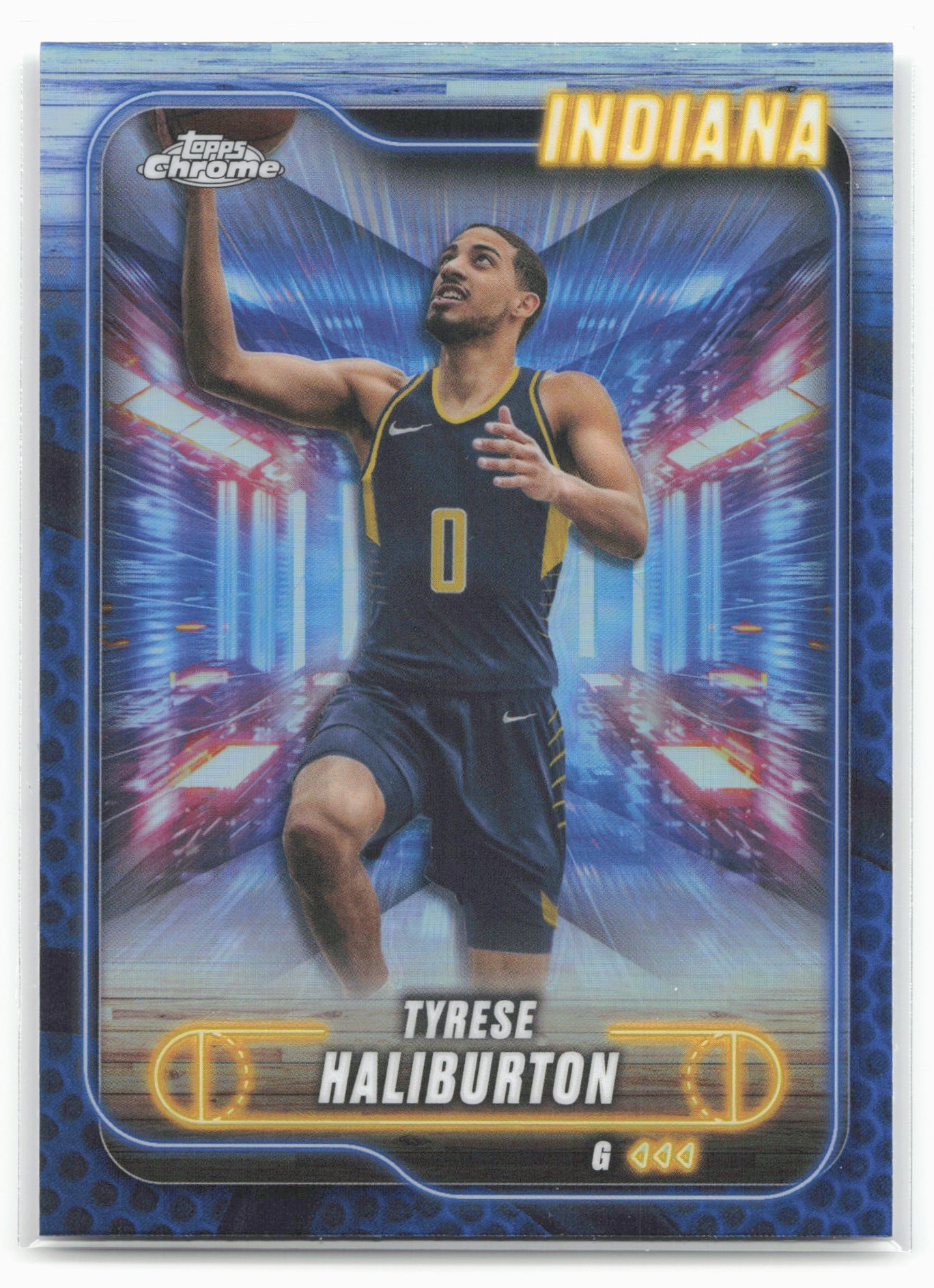 2024-25 Topps Chrome #100 Tyrese Haliburton Blue Basketball Refractor