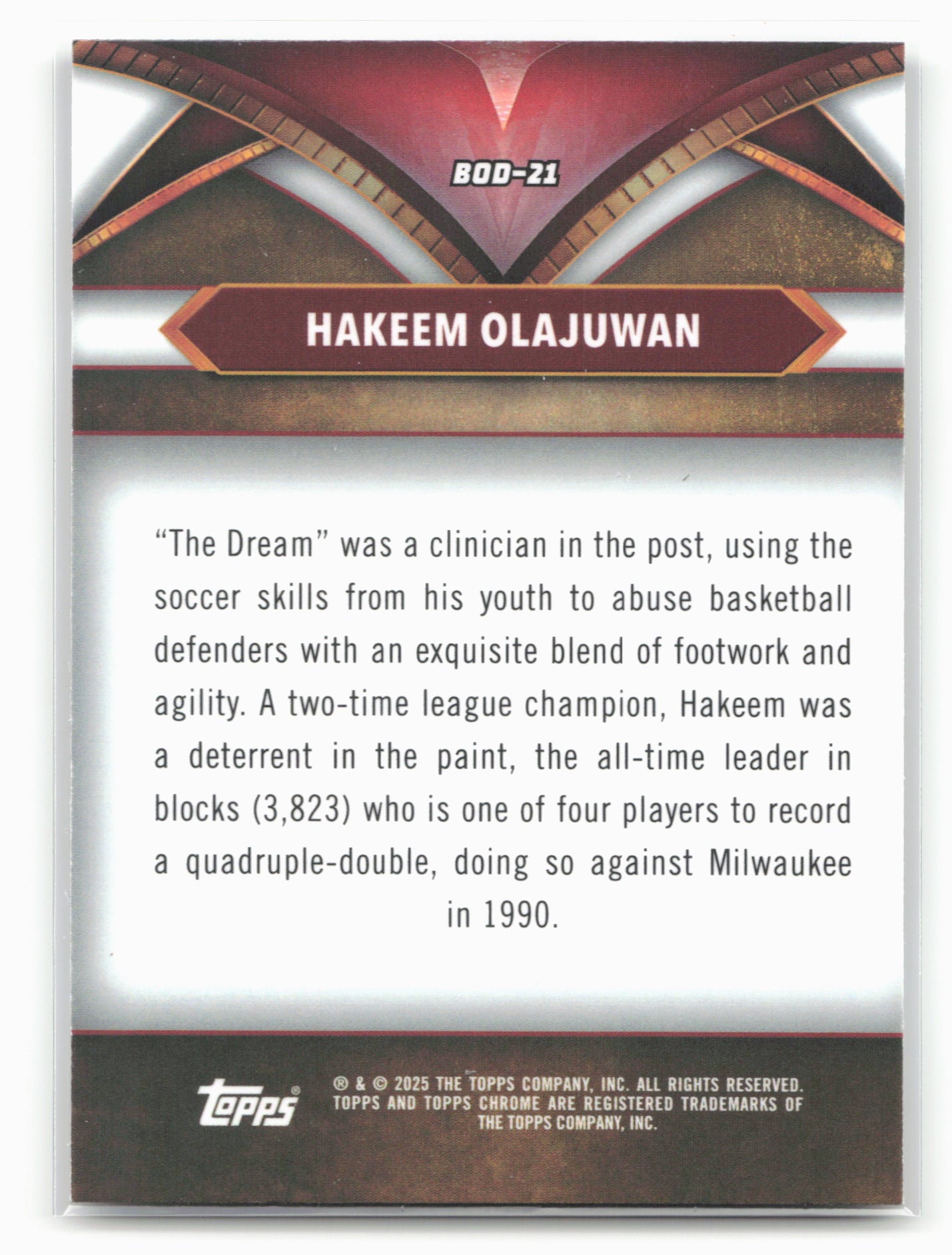 2024-25 Topps Chrome #BOD-21 Hakeem Olajuwon Ball of Duty