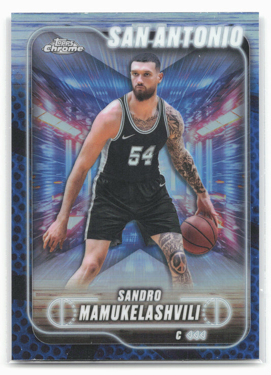 2024-25 Topps Chrome #186 Sandro Mamukelashvili Blue Basketball Refractor