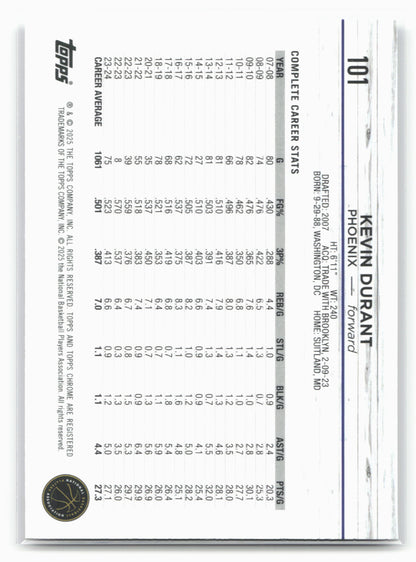 2024-25 Topps Chrome #101 Kevin Durant Purple Sonar Refractor #/275