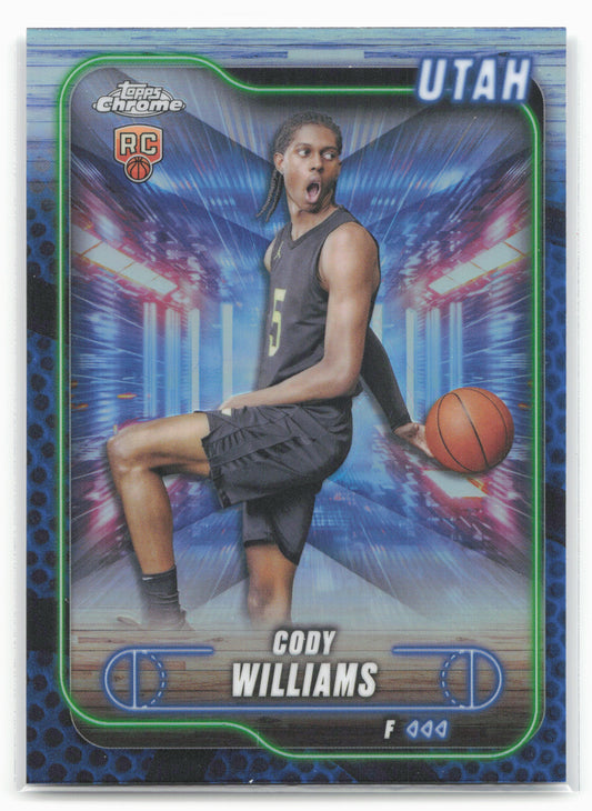 2024-25 Topps Chrome #160 Cody Williams Blue Basketball Refractor
