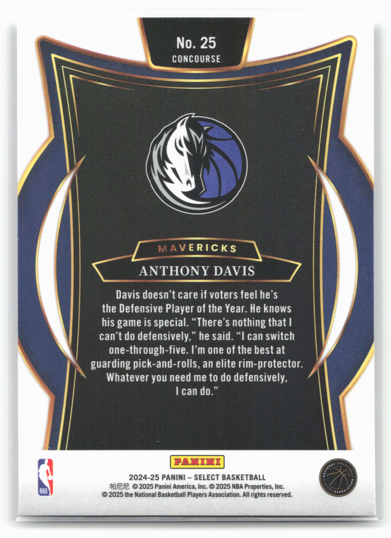 2024-25 Panini Select #25 Anthony Davis 19534