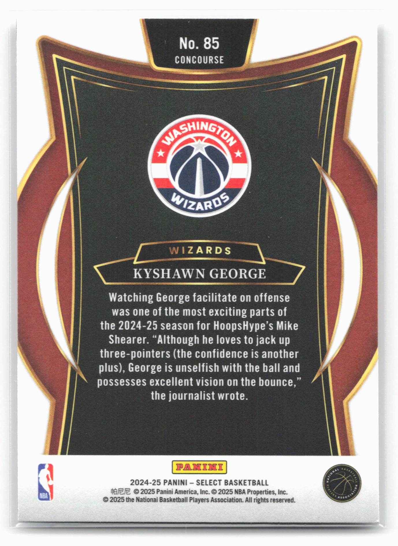2024-25 Panini Select #85 Kyshawn George 19535