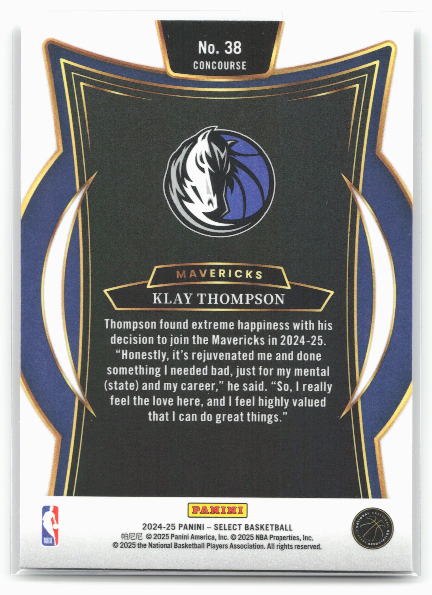 2024-25 Panini Select #38 Klay Thompson 19536