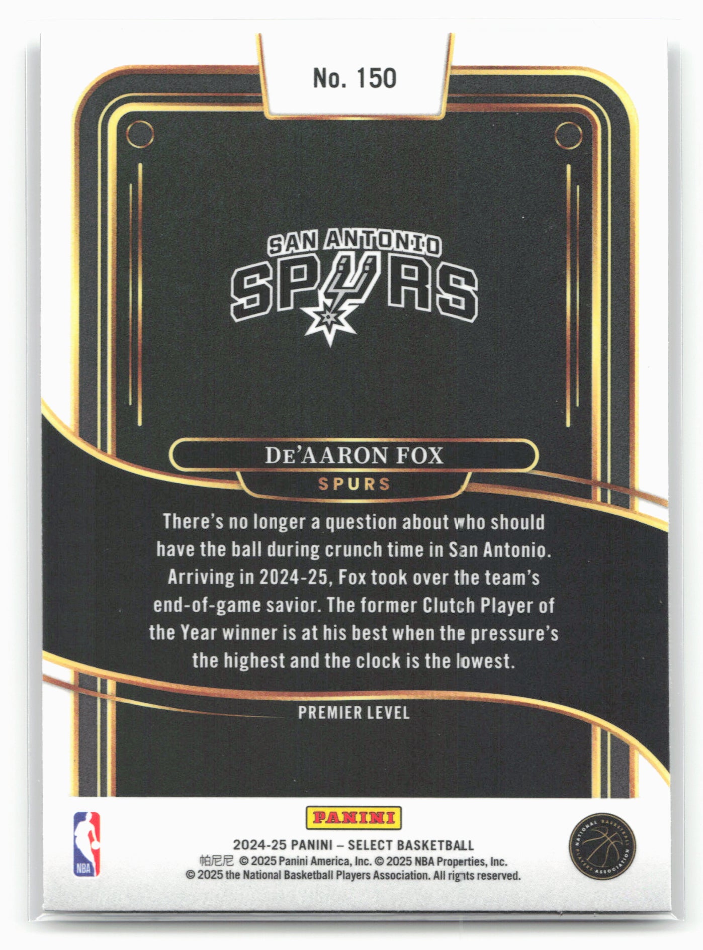 2024-25 Panini Select #150 De'Aaron Fox 19537