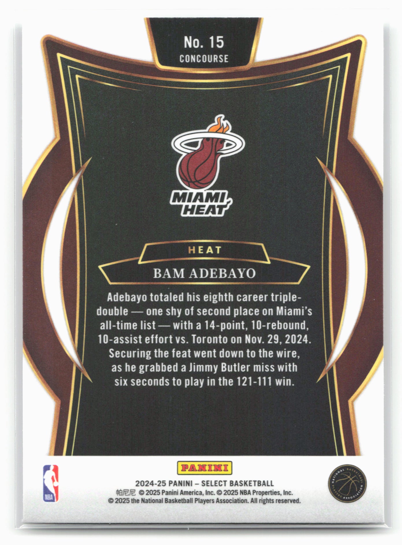 2024-25 Panini Select #15 Bam Adebayo 19541