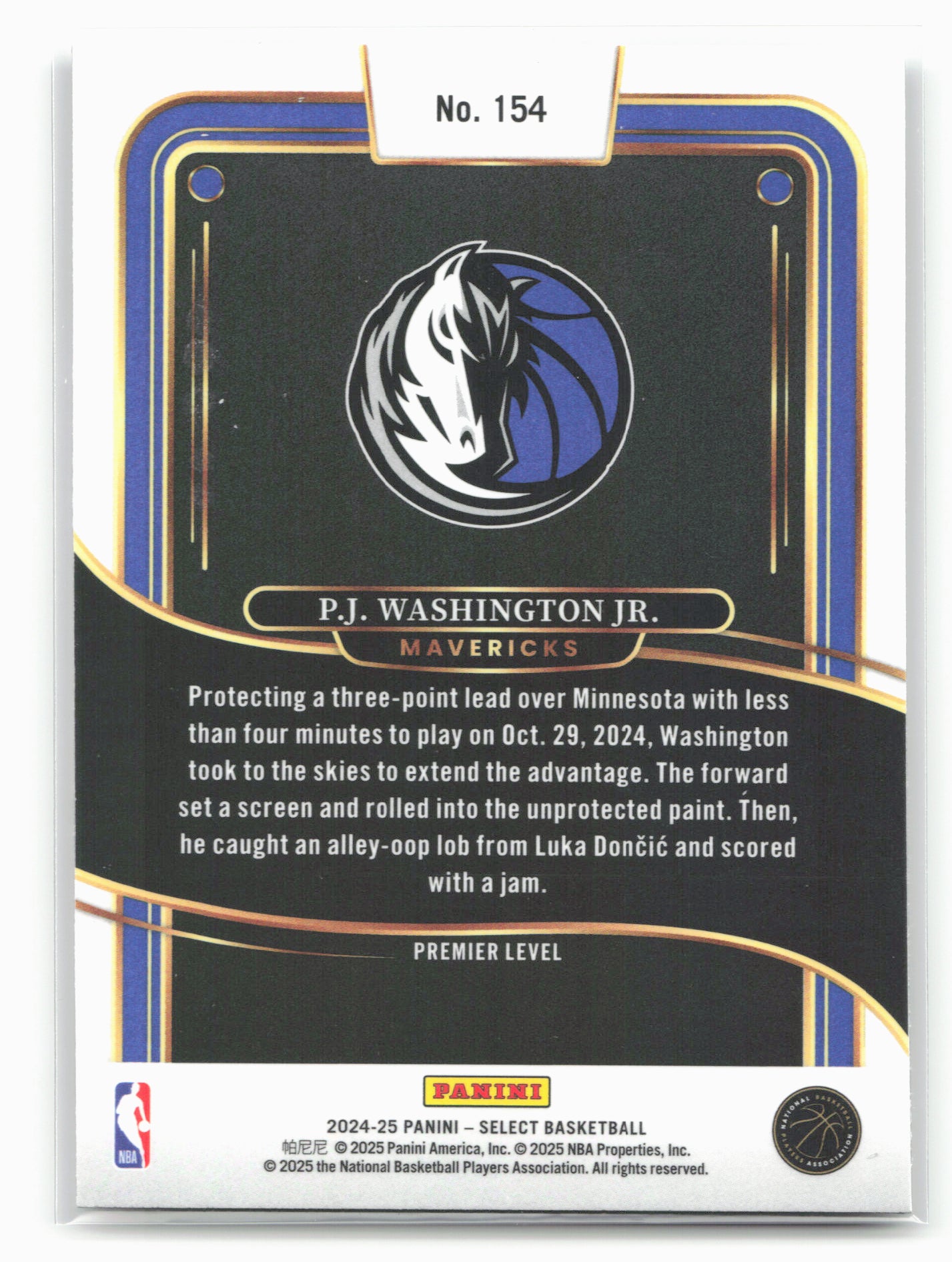 2024-25 Panini Select #154 P.J. Washington Jr. 19546