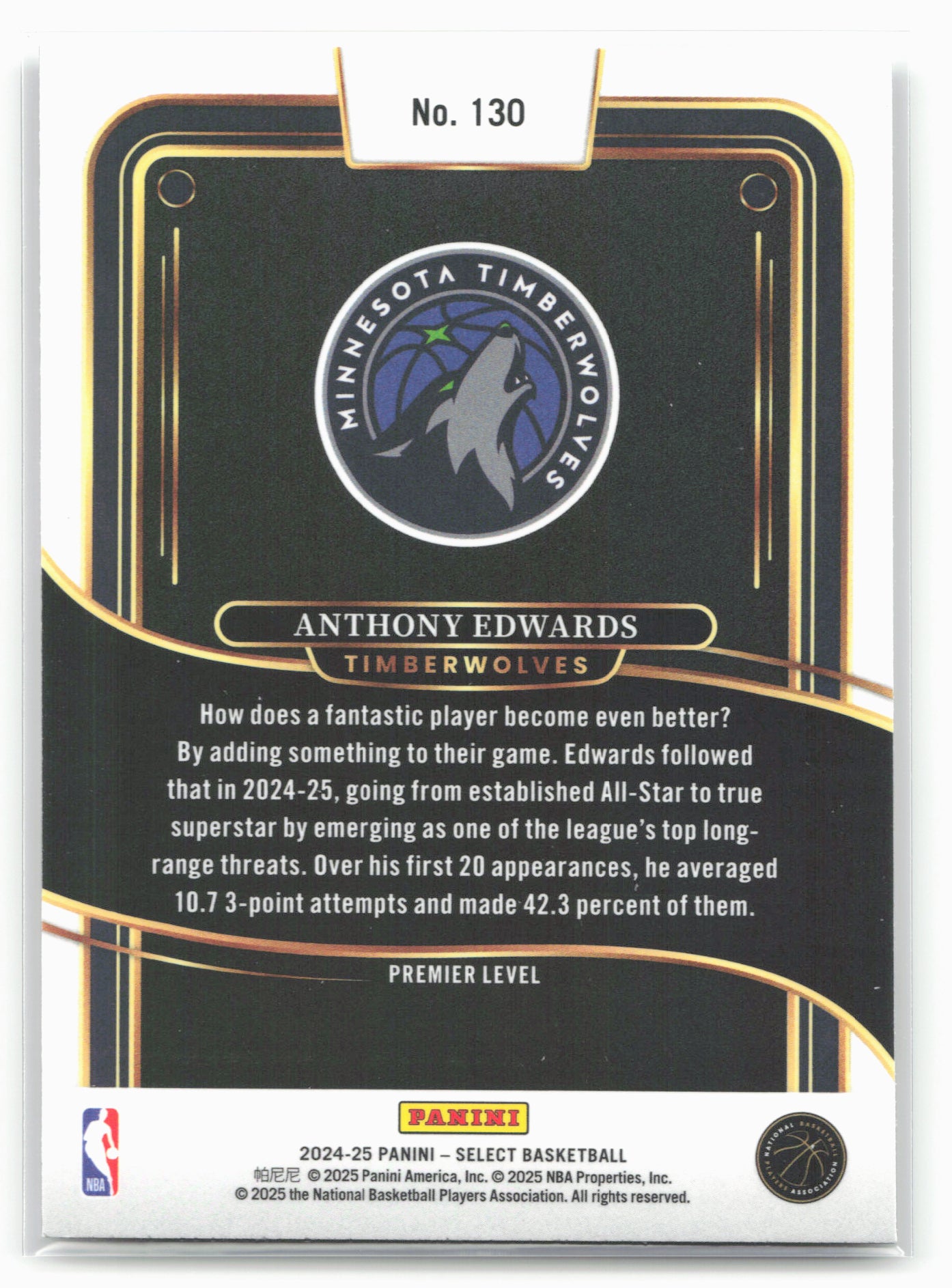 2024-25 Panini Select #130 Anthony Edwards 19556