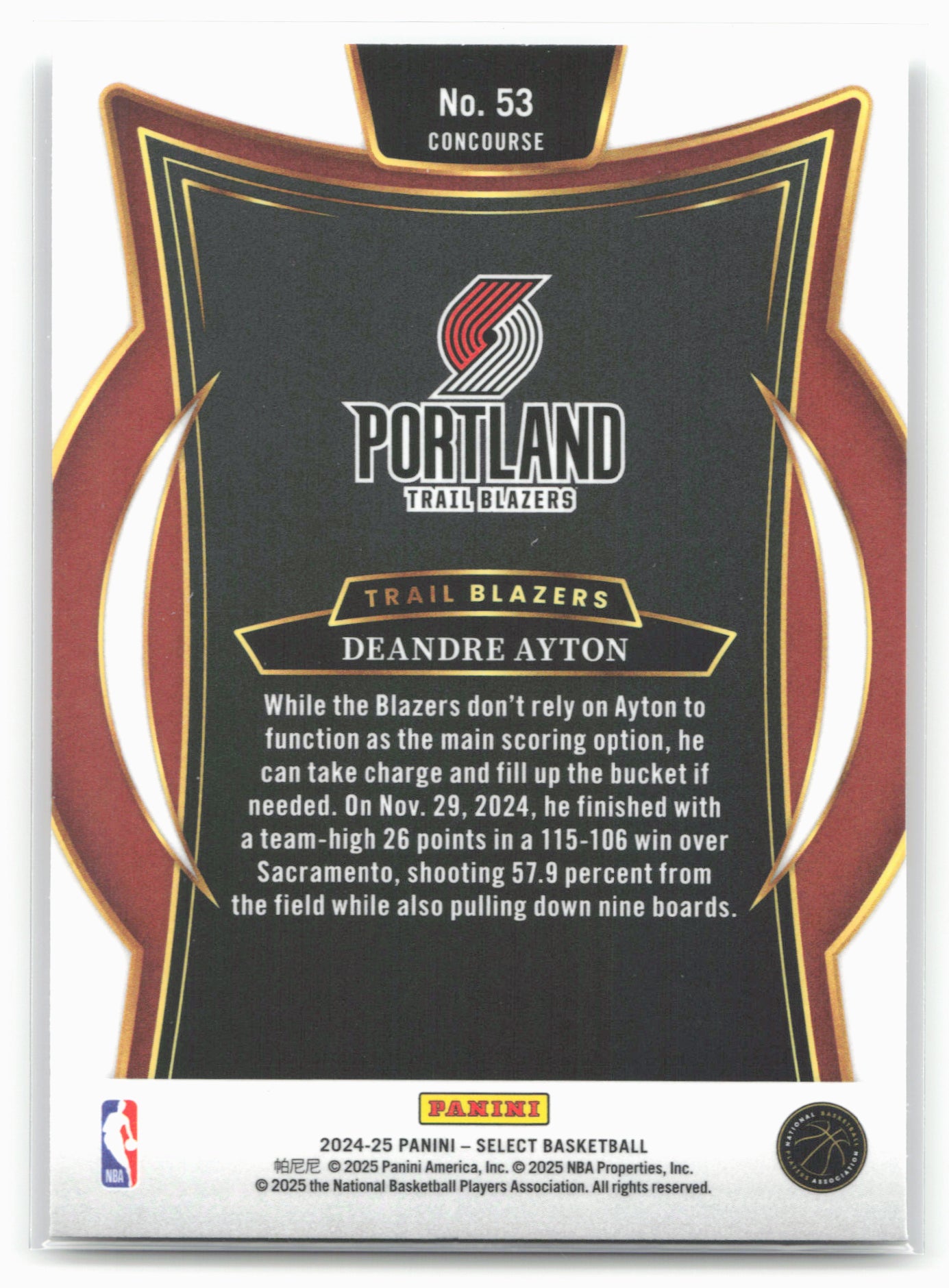 2024-25 Panini Select #53 Deandre Ayton 19558