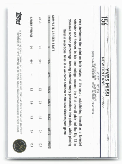 2024-25 Topps Chrome Sapphire #156 Yves Missi