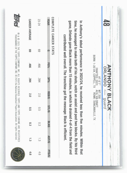 2024-25 Topps Chrome Sapphire #48 Anthony Black