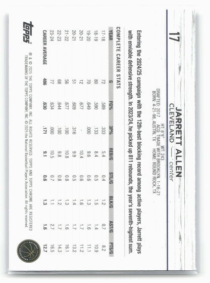 2024-25 Topps Chrome Sapphire #17 Jarrett Allen