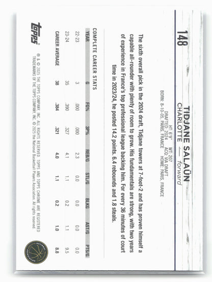 2024-25 Topps Chrome Sapphire #148 Tidjane Salaün