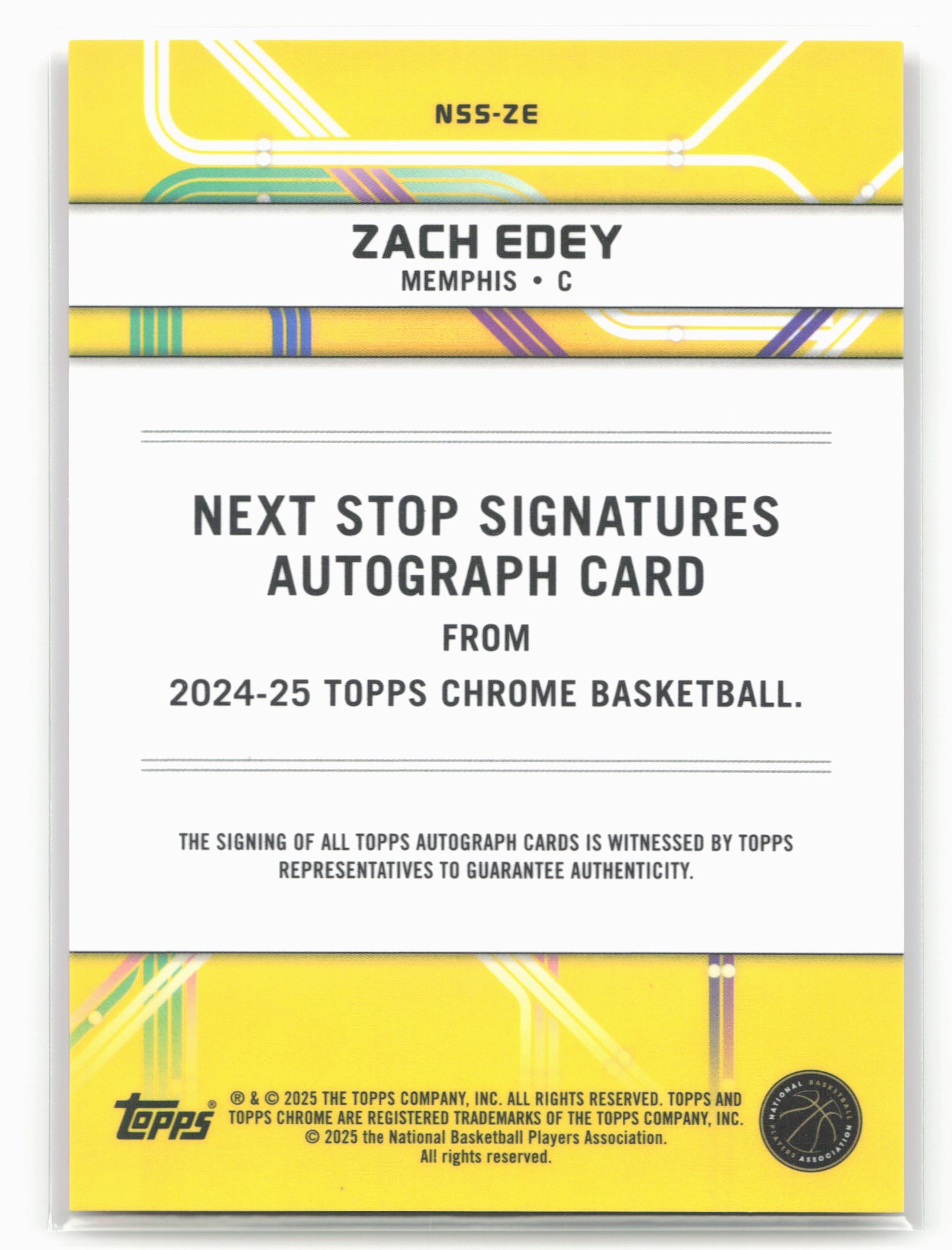 2024-25 Topps Chrome Sapphire #152 Zach Edey Next stop Orange Sapphire Auto