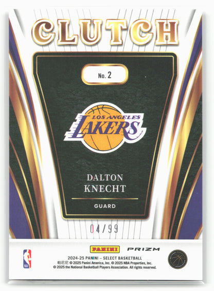2024-25 Panini Select #2 Dalton Knecht Clutch Red Prizms #/99