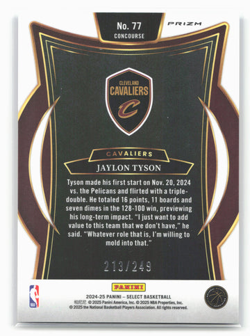 
2024-25 Panini Select #77 Jaylon Tyson Blue Scope Prizm #/249