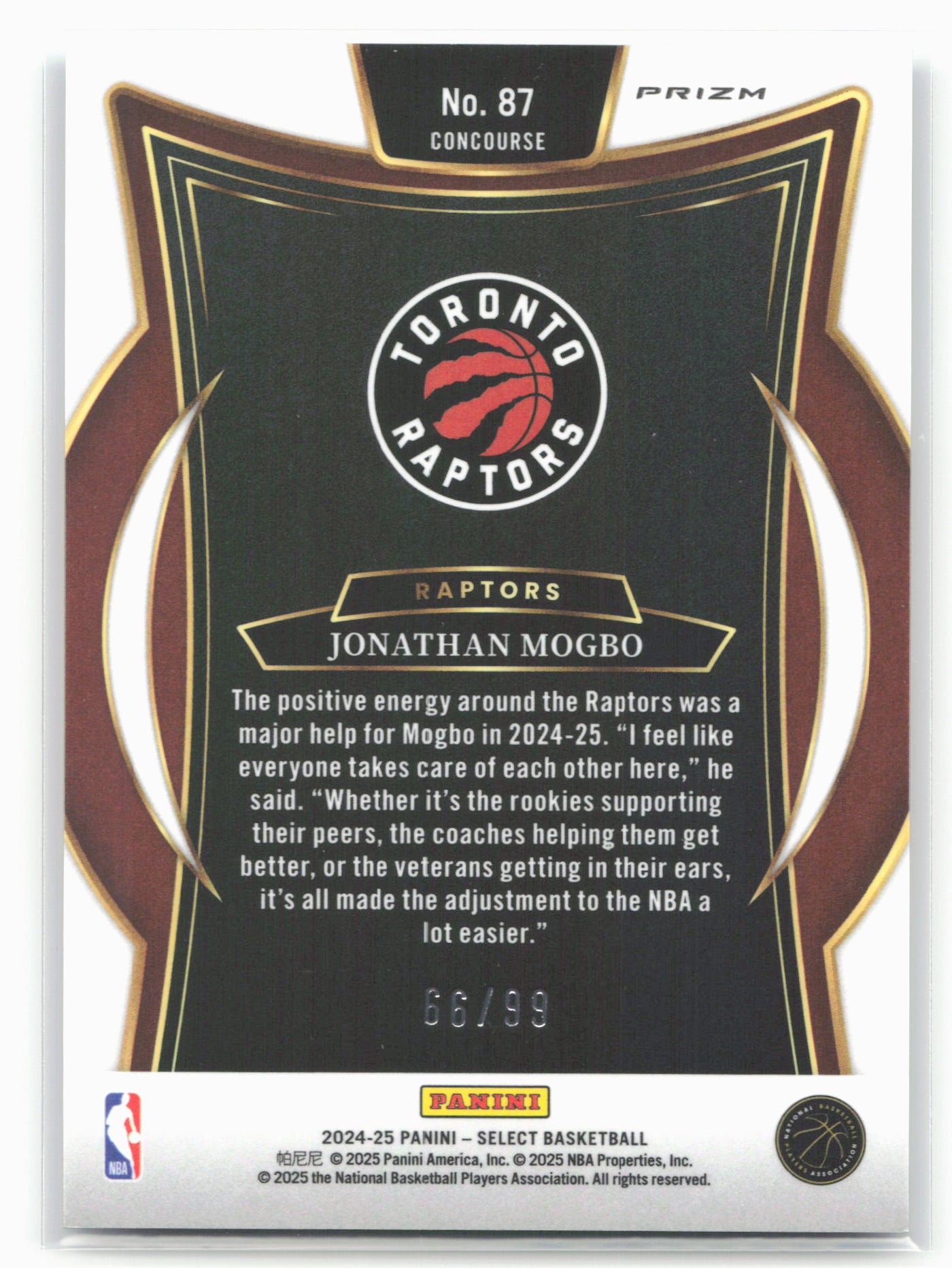 2024-25 Panini Select #87 Jonathan Mogbo Blue Camo Prizm #/99
