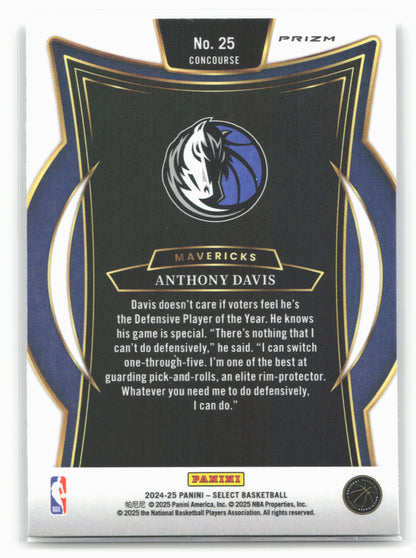 2024-25 Panini Select #25 Anthony Davis Silver Prizm