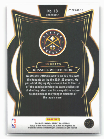2024-25 Panini Select #18 Russell Westbrook Tri-Color Prizm