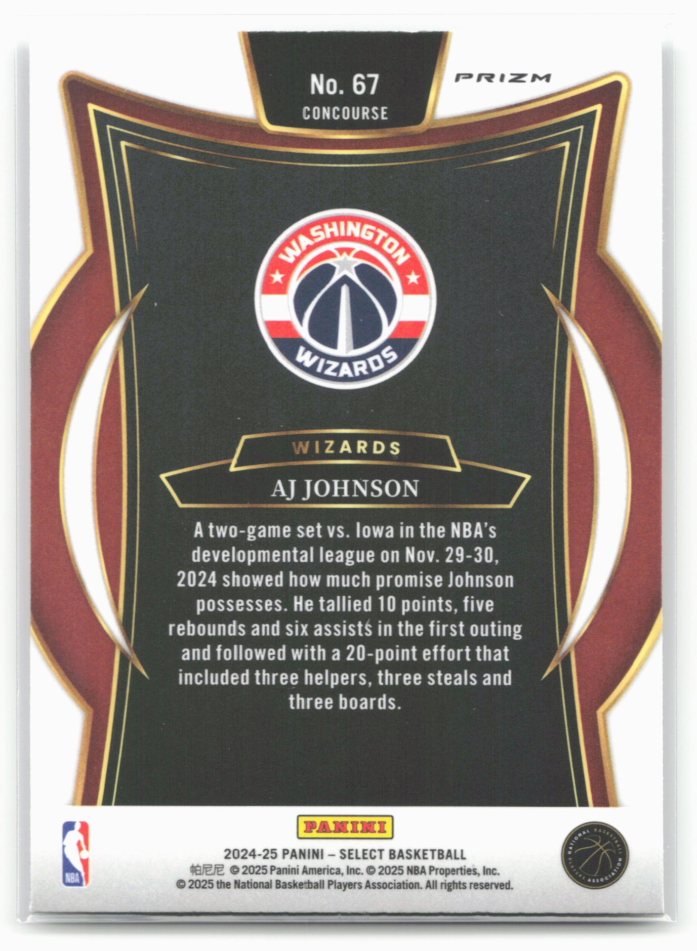 2024-25 Panini Select #67 AJ Johnson Scope Prizm