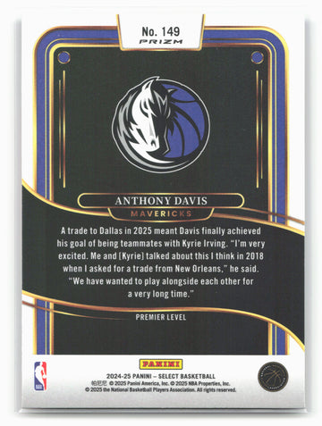 
2024-25 Panini Select #149 Anthony Davis Tri-Color Prizm