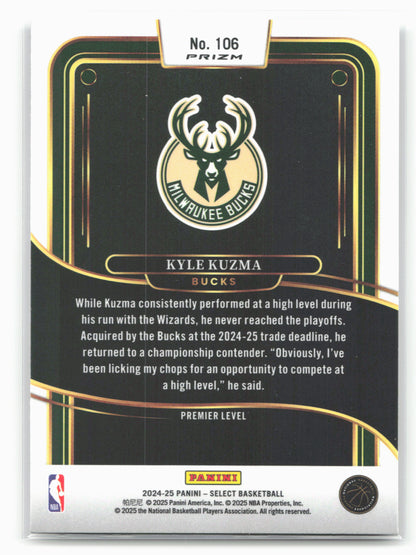 2024-25 Panini Select #106 Kyle Kuzma Silver Prizm