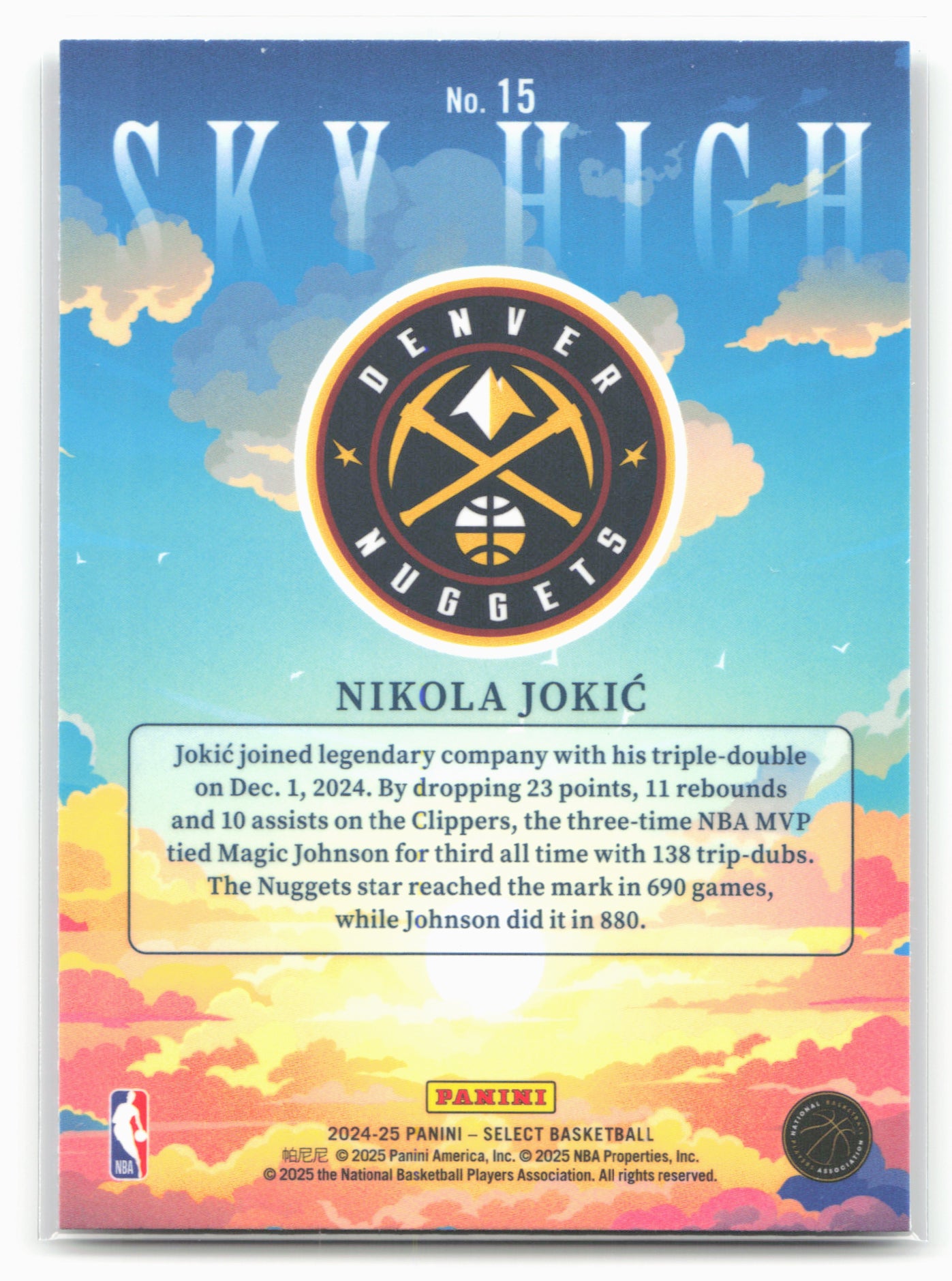 2024-25 Panini Select #15 Nikola Jokic Sky High