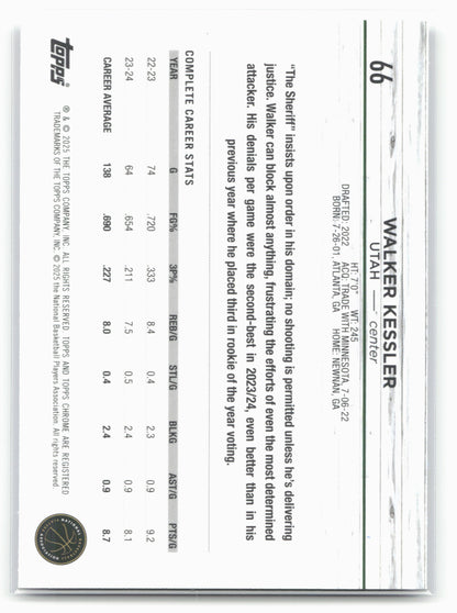 2024-25 Topps Chrome Sapphire #66 Walker Kessler