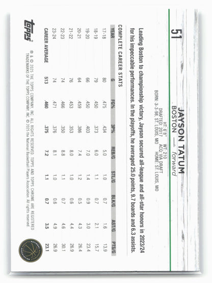 2024-25 Topps Chrome Sapphire #51 Jayson Tatum