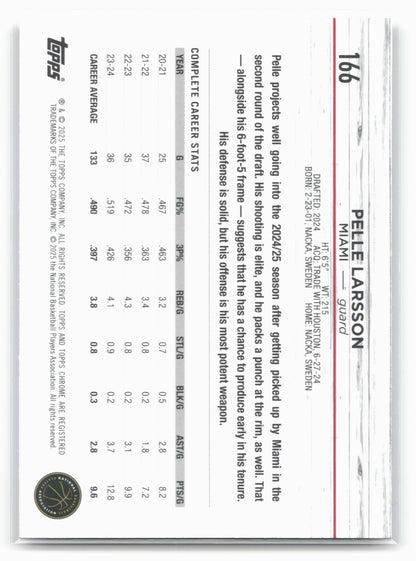 2024-25 Topps Chrome Sapphire #166 Pelle Larsson