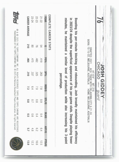 2024-25 Topps Chrome Sapphire #76 Josh Giddey
