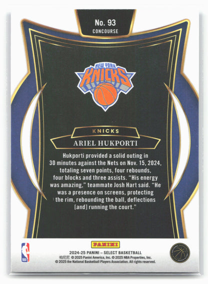 2024-25 Panini Select #93 Ariel Hukporti Blue (Retail)
