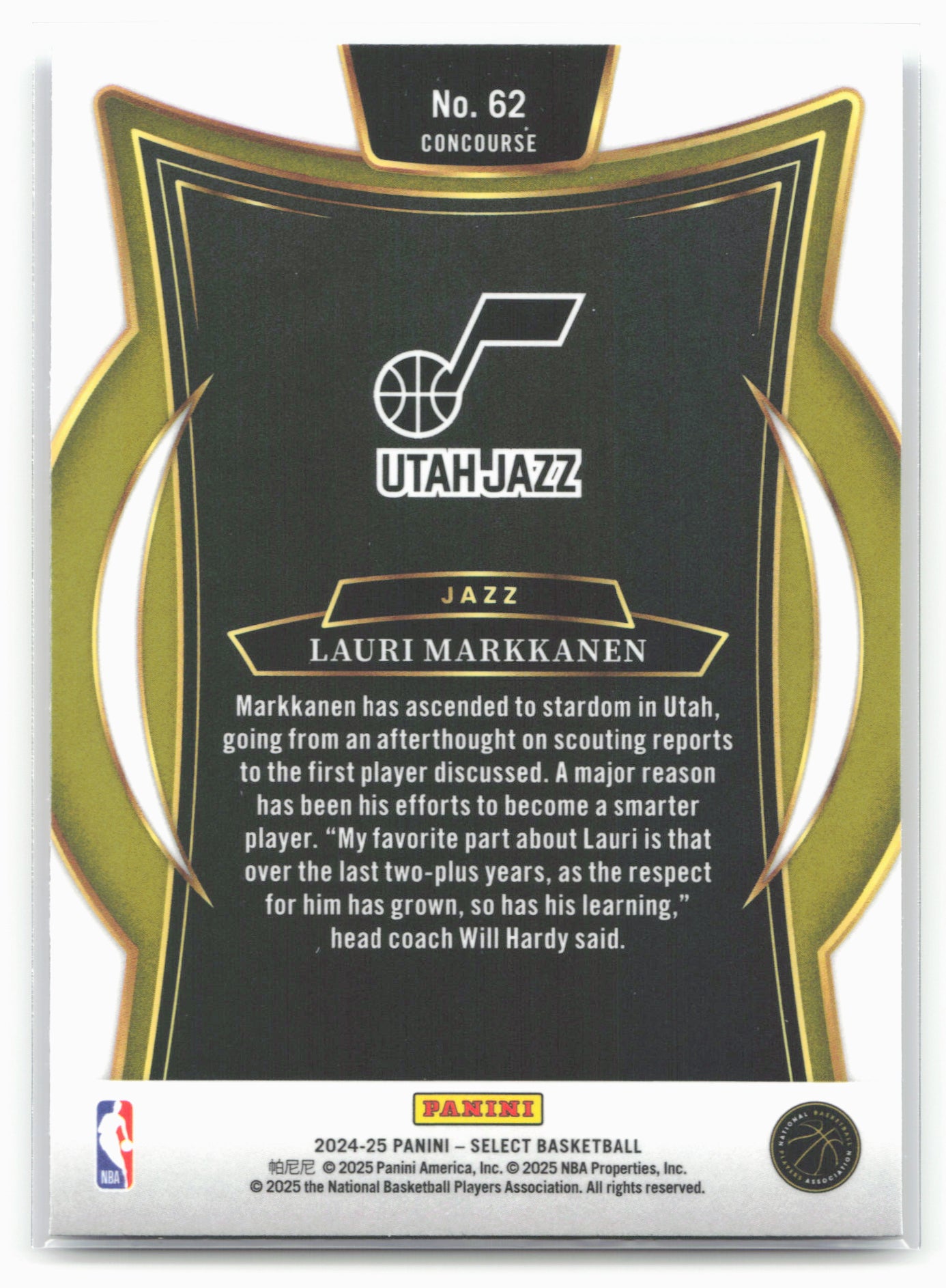 2024-25 Panini Select #62 Lauri Markkanen Blue (Retail)