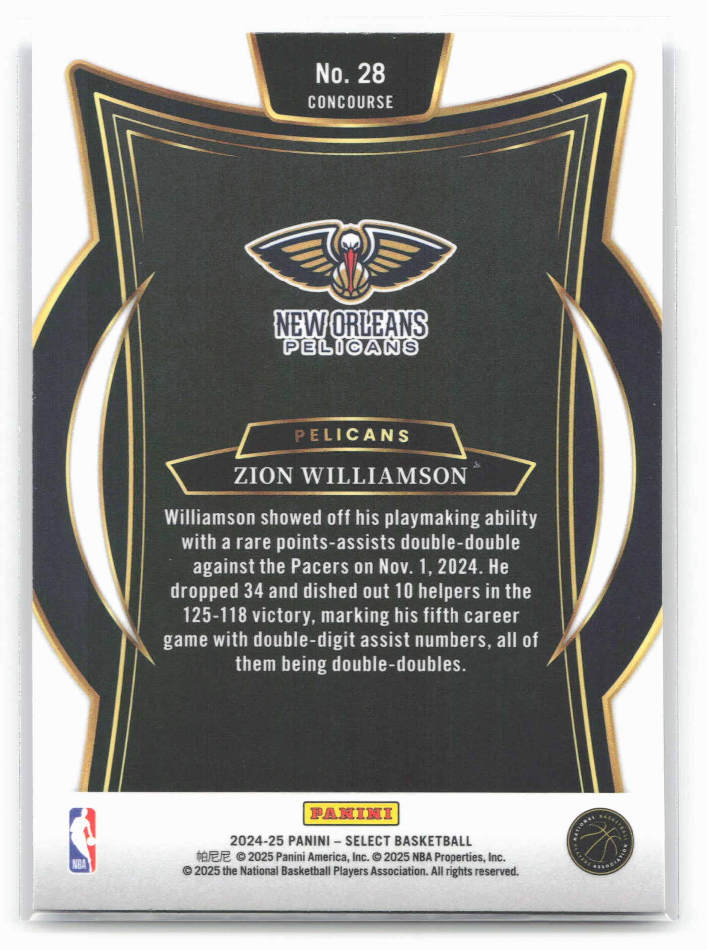 2024-25 Panini Select #28 Zion Williamson Blue (Retail)