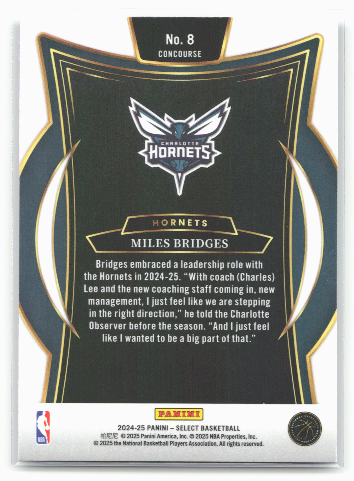2024-25 Panini Select #8 Miles Bridges Blue (Retail)