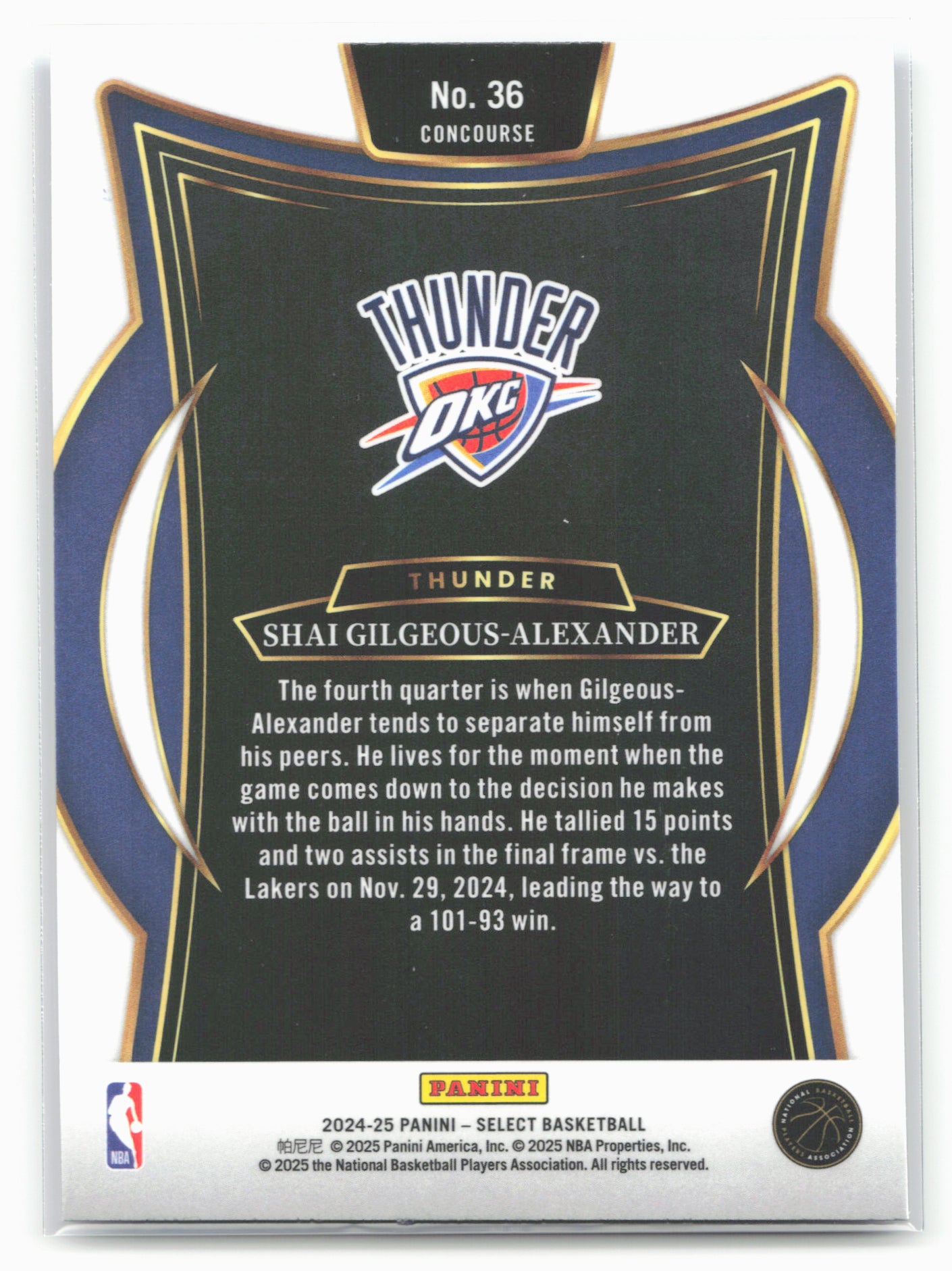 2024-25 Panini Select #36 Shai Gilgeous-Alexander Blue (Retail)