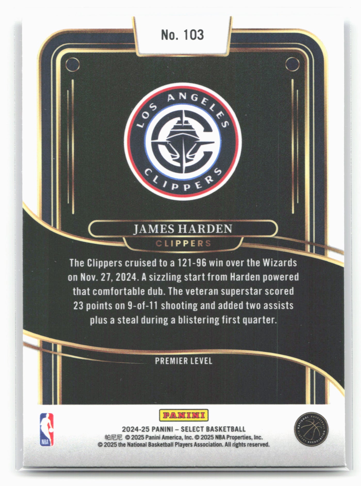 2024-25 Panini Select #103 James Harden Blue (Retail)
