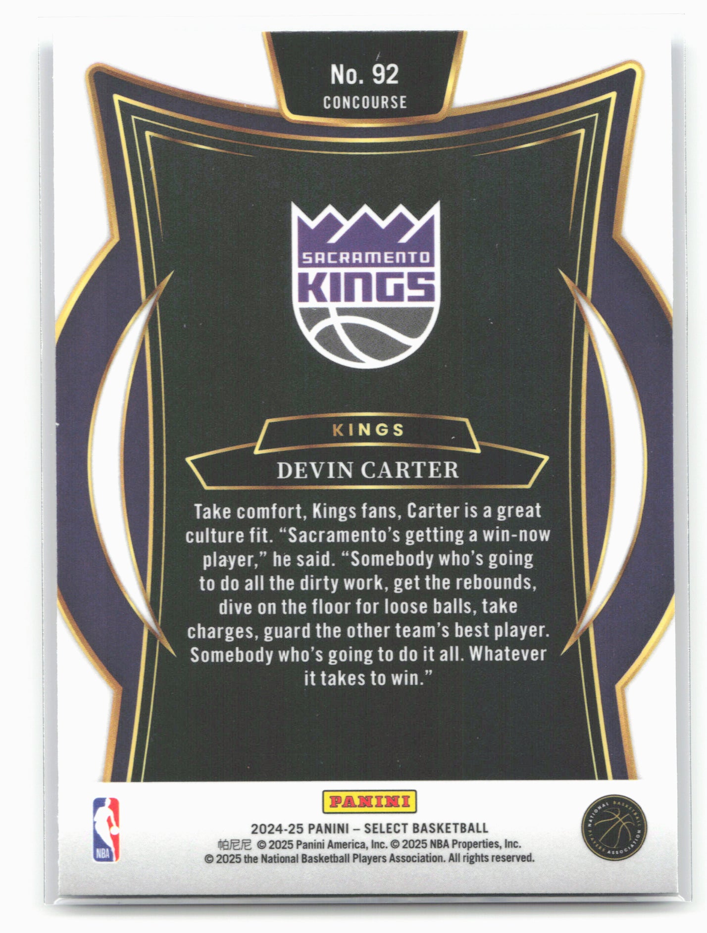 2024-25 Panini Select #92 Devin Carter