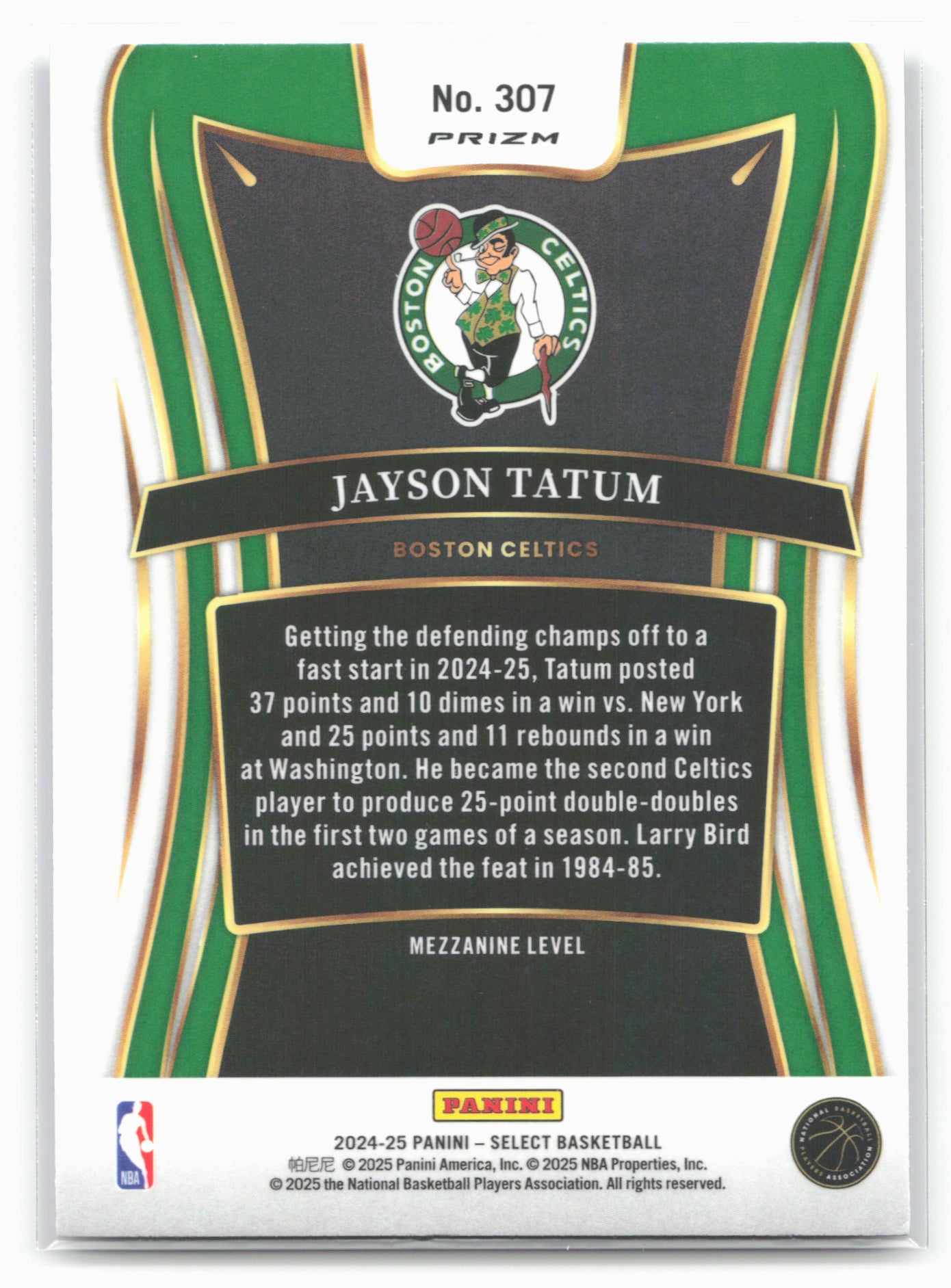 2024-25 Panini Select #307 Jayson Tatum Blue Cracked Ice Prizm 19630