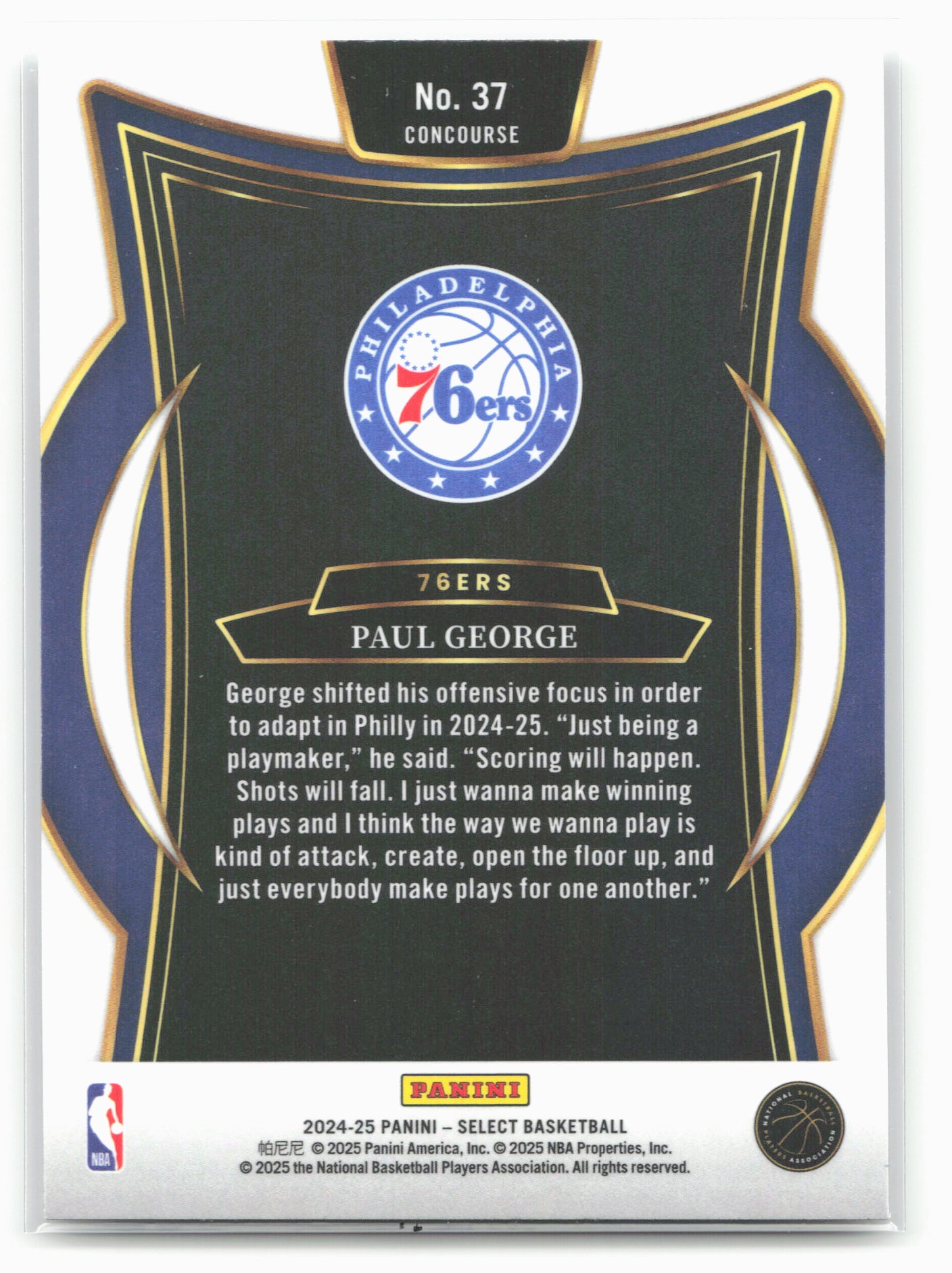 2024-25 Panini Select #37 Paul George 19634