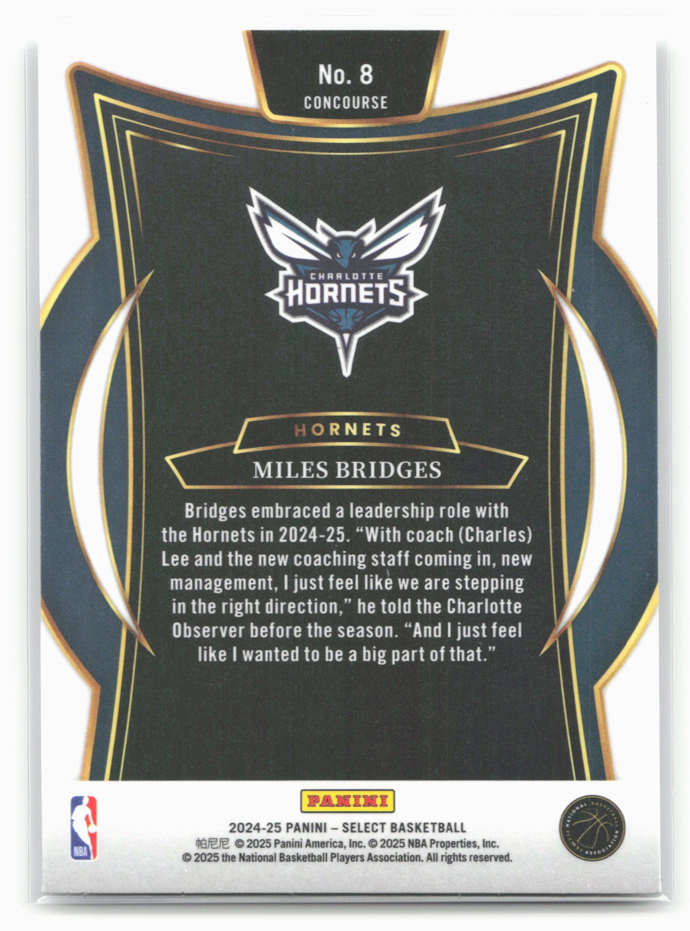 2024-25 Panini Select #8 Miles Bridges 19644