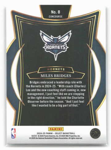 
2024-25 Panini Select #8 Miles Bridges 19644