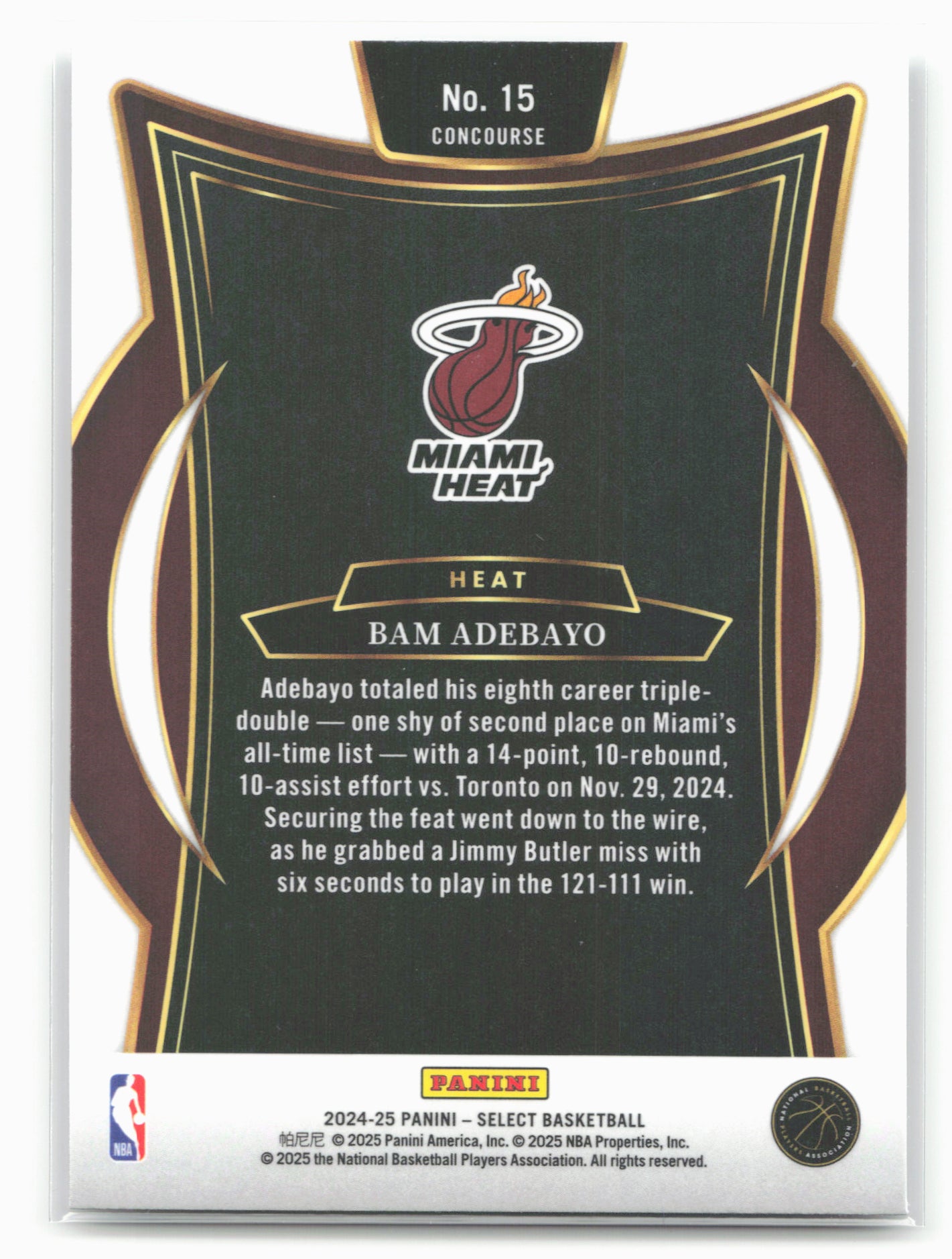 2024-25 Panini Select #15 Bam Adebayo 19648