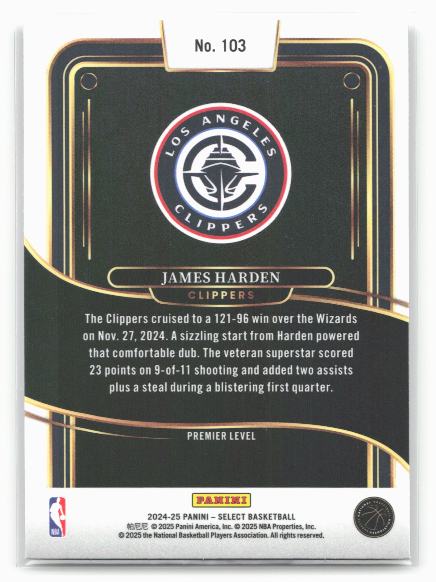2024-25 Panini Select #103 James Harden 19649